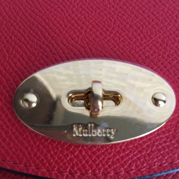 Mulberry Red Crossbody Bag with Gold Chain - Picture 13 of 14